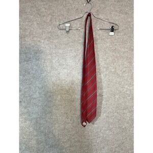 Vintage DANI Silk Necktie Red Teal Geometric Stripe Handmade Wide Tie